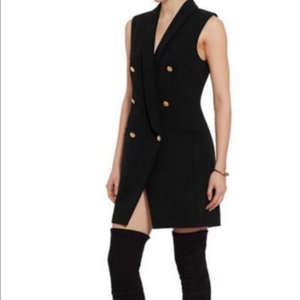 Intermix Black Edison Sleeveless Blazer Vest Dress Sz S